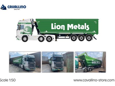 Cavallino Cavallino Scania R 6x2 Highline with 3-axle tipper trailer LION METALS