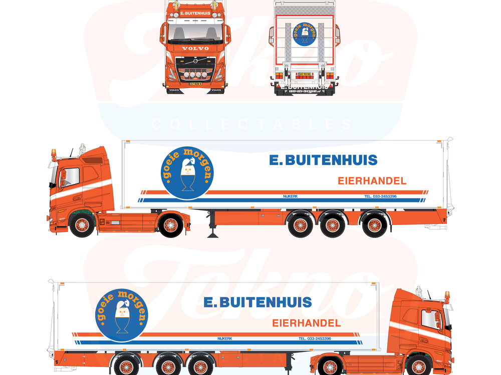 Tekno Tekno Volvo FH05 4x2 low roof with 3-axle closed trailer E. BUITENHUIS