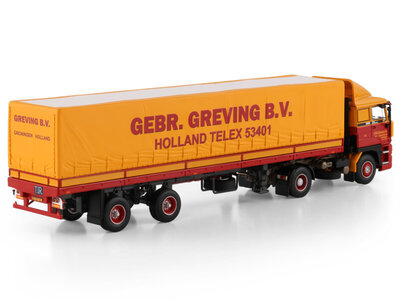 WSI WSI DAF 3300 4x2 met 3-as classic zeilen oplegger GEBR. GREVING TRANSPORT