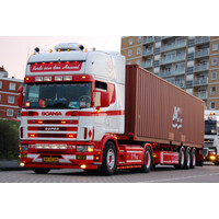 WSI Scania 4-serie Topline met 3-as container oplegger + 40ft. container FERDI VAN DEN HEUVEL