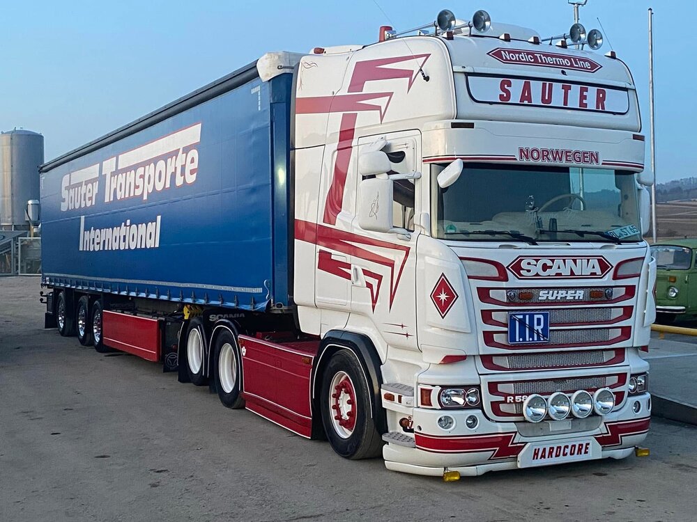 Tekno Tekno Scania R Streamline Topline 6x2 with 3-axle tautliner  SAUTER TRANSPORTE