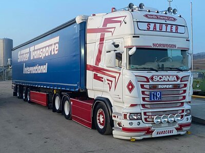Tekno Tekno Scania R Streamline Topline 6x2 with 3-axle tautliner  SAUTER TRANSPORTE