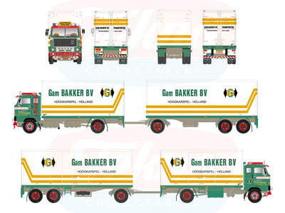Tekno Tekno Volvo F89 Riged truck with trailer GAM BAKKER