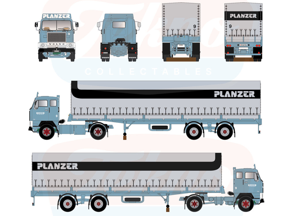 Tekno Tekno Volvo F88 met klassieke huifoplegger PLANZER