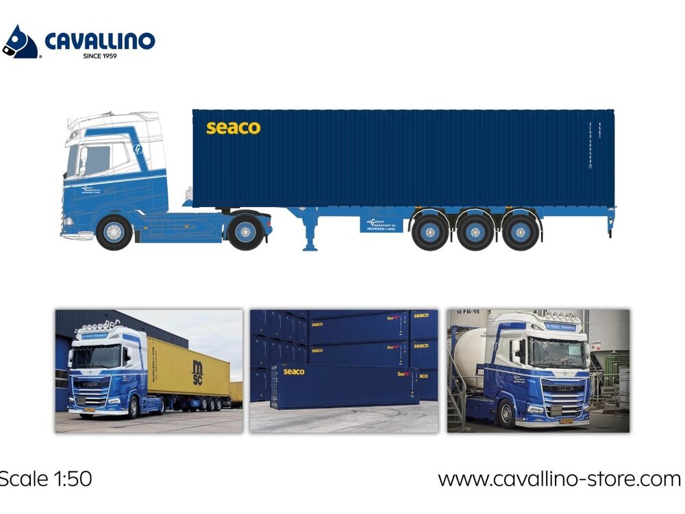 Cavallino Cavallino DAF XG+ with 3-axle container trailer +40ft. SAECO container M.J. DE GROOT