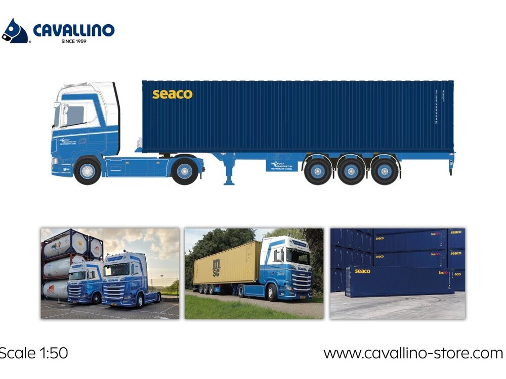 Cavallino Cavallino Scania S Highline met 3-as container oplegger +40ft. SAECO container M.J. DE GROOT