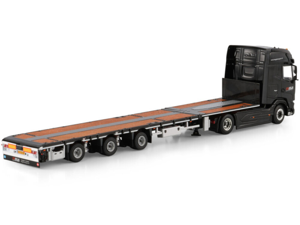 WSI WSI DAF XG+ 4X2 with 3-axle flatbed mega trailer MEGA TRANSPORT