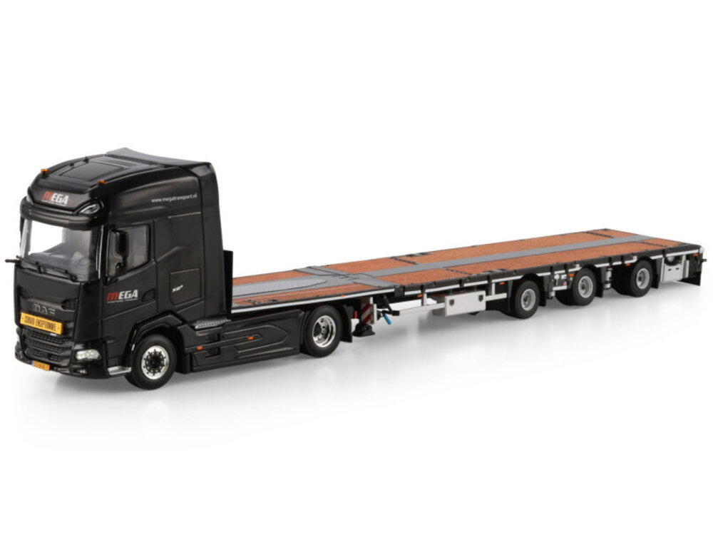 WSI WSI DAF XG+ 4X2 with 3-axle flatbed mega trailer MEGA TRANSPORT