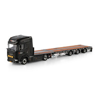 WSI DAF XG+ 4X2 with 3-axle flatbed mega trailer MEGA TRANSPORT