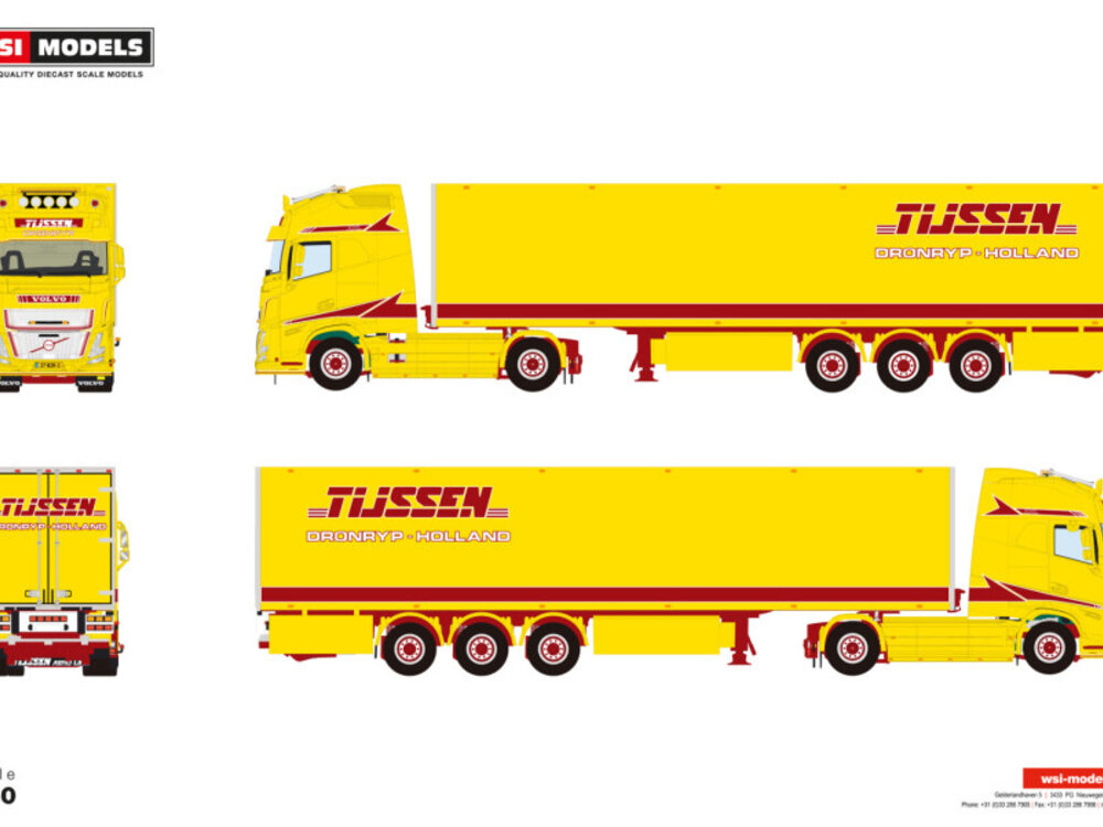 WSI WSI Volvo FH Aero Globetrotter XXL 4x2 with 3-axle tridec box trailer TIJSSEN DRONRYP