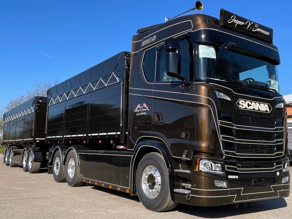 Tekno Tekno Scania Next Gen S-serie Highline motorwagen met aanhanger JESPER V. SORENSEN
