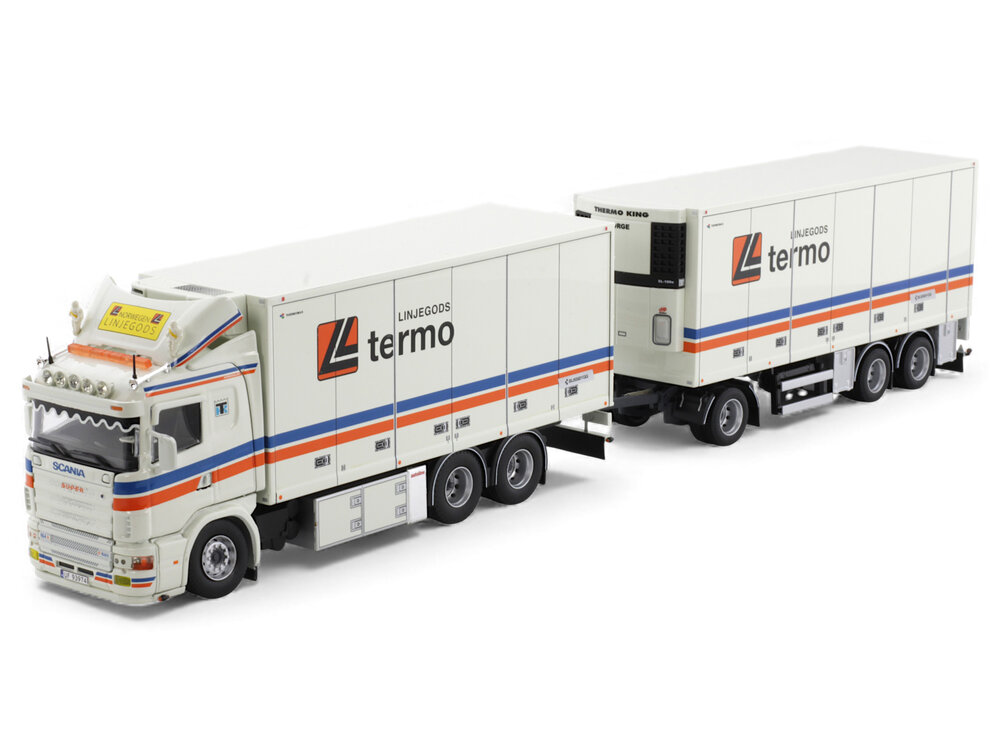 Tekno Tekno Scania 4-serie 164-580 rigid truck with 3-axle trailer LINJEGODS