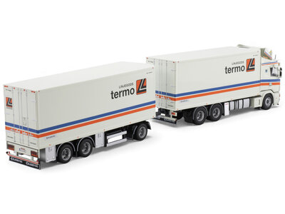 Tekno Tekno Scania 4-serie 164-580 motorwagen met 3-assige aanhanger LINJEGODS