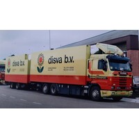 Tekno Scania 143-420 streamline Topline motorwagen met 2-assige wipkar DISVA