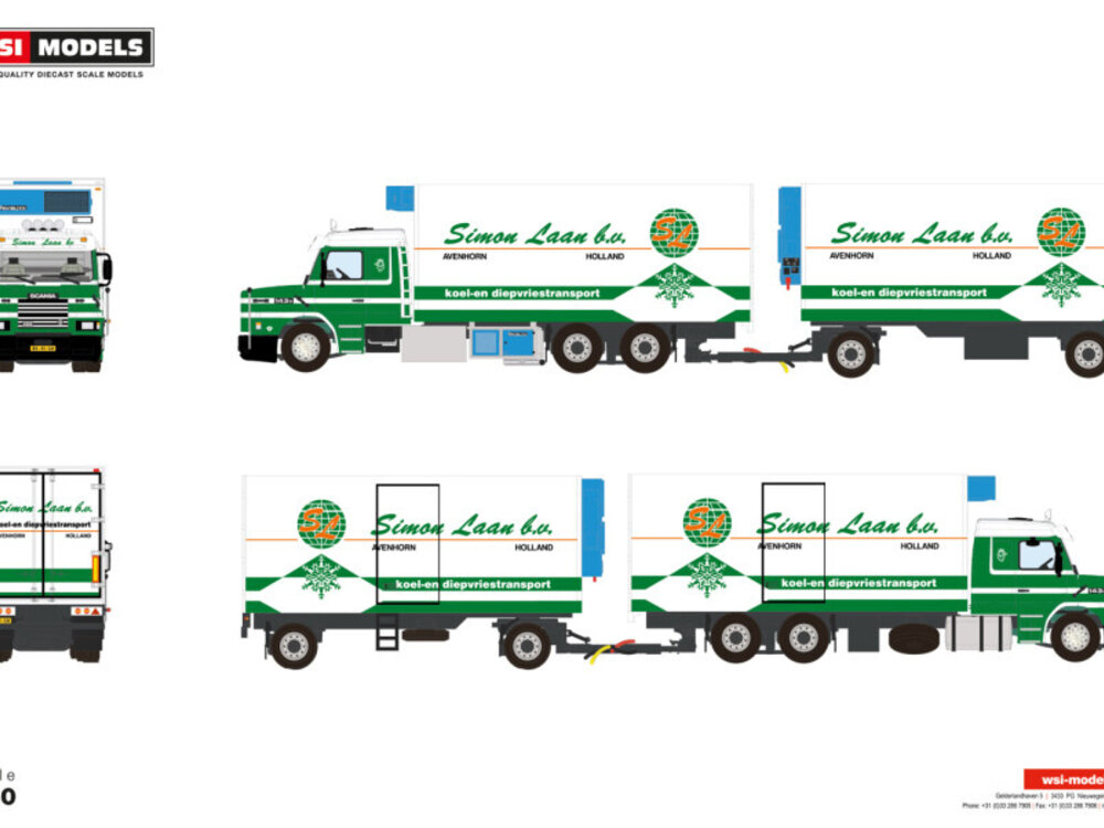 WSI WSI Scania 143H/450 Torpedo 6x2 rigid truck with 2-axle drawbar trailer SIMON LAAN B.V.