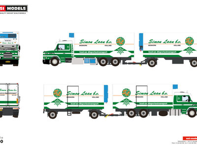 WSI WSI Scania 143H/450 Torpedo 6x2 motorwagen met 2 as aanhanger SIMON LAAN B.V.