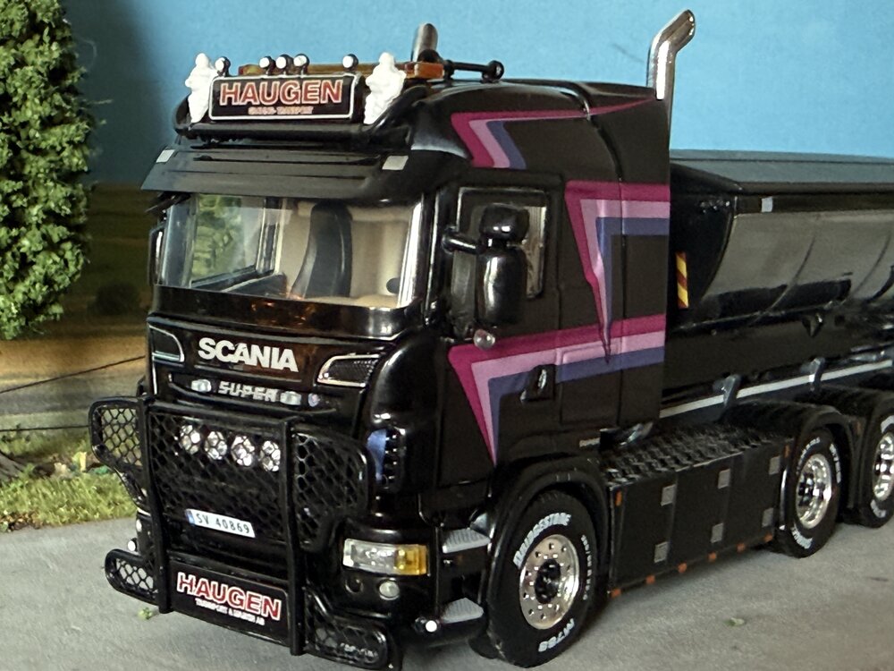 WSI WSI Scania R6 Highline 8x4 hooklift system + container HAUGEN