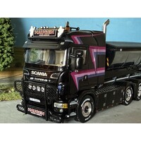 WSI Scania R6 Highline 8x4 haakarm systeem + container HAUGEN