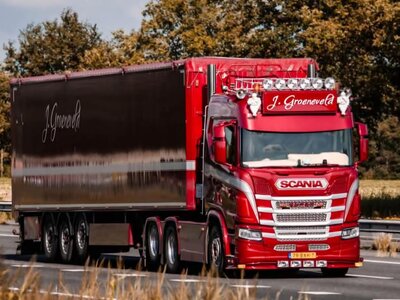 WSI WSI Scania R normal 6x2 sleepas + 3-as volume oplegger J. GROENEVELD TRANSPORT