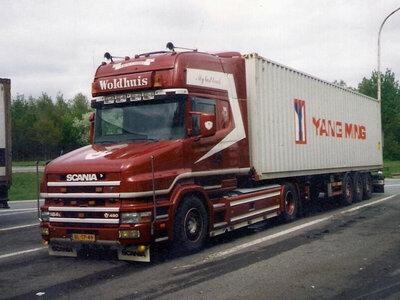 WSI WSI Scania 4-serie Torpedo with container trailer + 20ft. container WOLDHUIS TRANSPORT