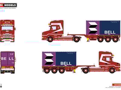 WSI WSI Scania 4-serie Torpedo with container trailer + 20ft. container WOLDHUIS TRANSPORT