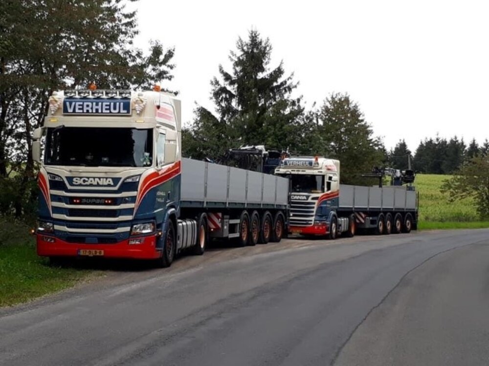 Tekno Tekno Scania Next Gen R-serie Highline met 4-assige stenenoplegger VERHEUL