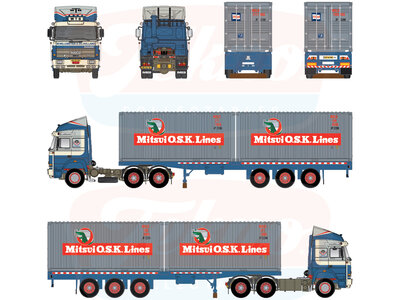 Tekno Tekno Iveco TurboStar 6x2 truck with 3-axle container trailer + 2x 20ft.  WTB