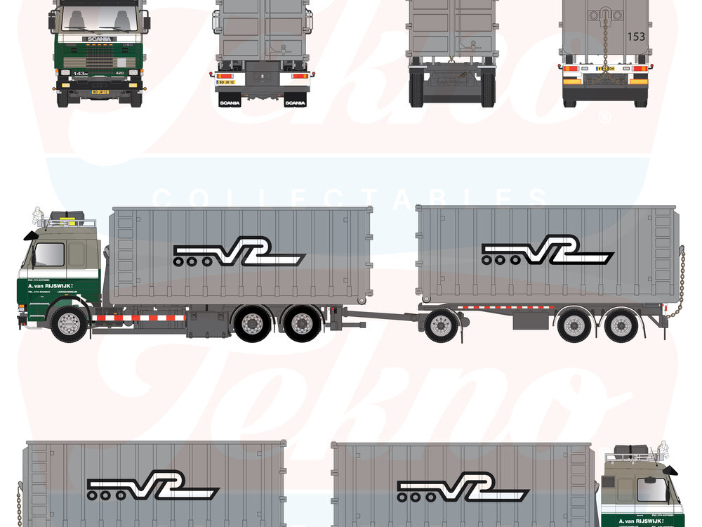 Tekno Tekno Scania 3-Serie containercombinatie  A. VAN RIJSWIJK