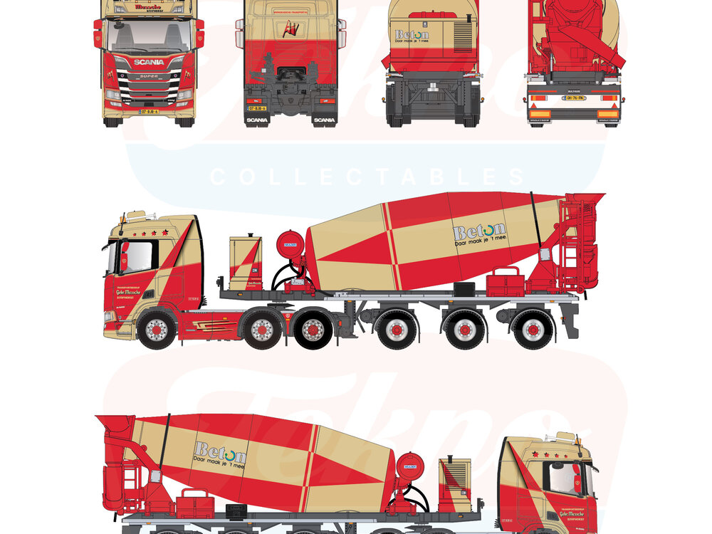 Tekno Tekno Scania NGR met 3-assige betonmixer MUSSCHE TRANSPORT