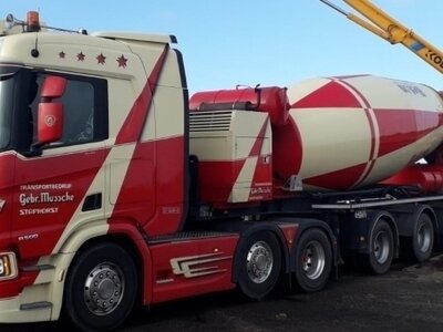 Tekno Tekno Scania NGR with 3-axle concrete mixer MUSSCHE TRANSPORT