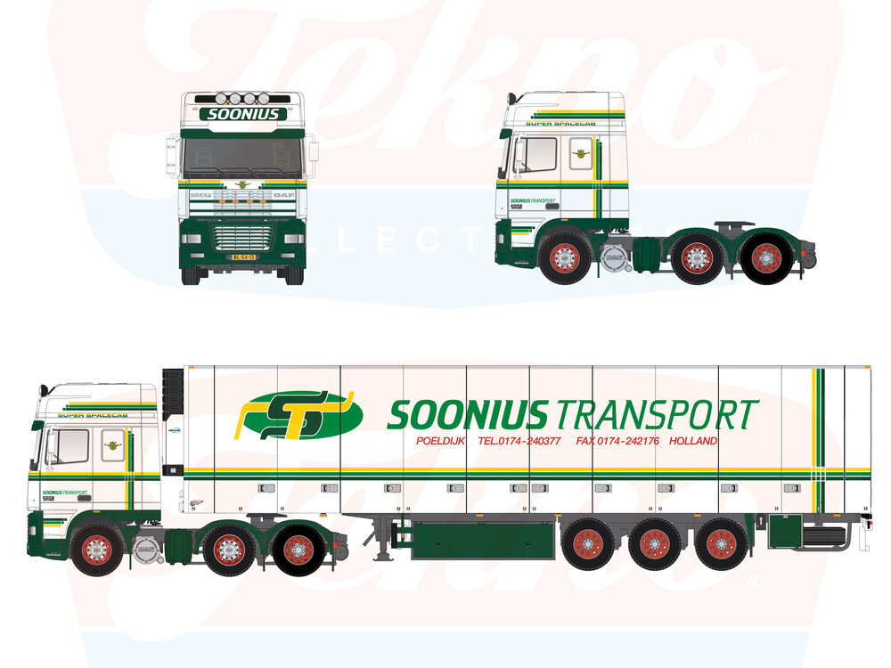 Tekno Tekno DAF 95XF Super Space Cab 6x2 met 3-assige koelopegger SOONIUS