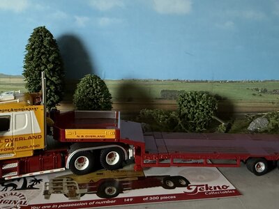 Tekno Tekno Scania 4-serie Torpedo with 3-axle lowloader OVERLAND