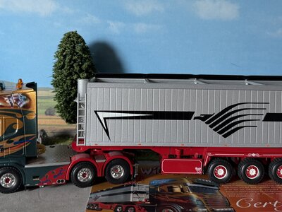Tekno Tekno Scania R 6x2 Topline met open top kipper oplegger WILMA VAN DE WERKEN