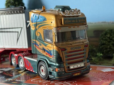 Tekno Tekno Scania R 6x2 Topline met open top kipper oplegger WILMA VAN DE WERKEN