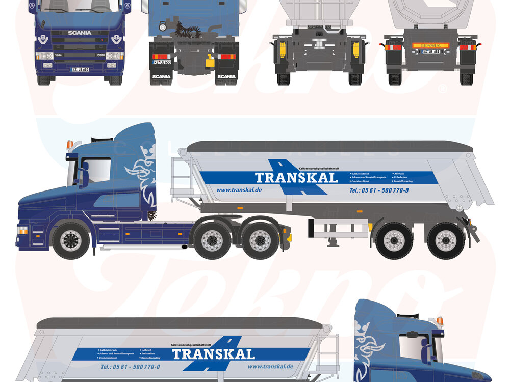 Tekno Tekno Scania 4-serie torpedo met 2-assige Meiller kipper TRANSKAL