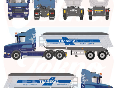 Tekno Tekno Scania 4-serie torpedo met 2-assige Meiller kipper TRANSKAL