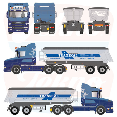 Tekno Tekno Scania 4-serie torpedo with 2-axle Meiller tipper TRANSKAL