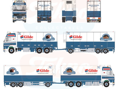 Tekno Tekno Volvo FH16 Globetrotter Motorwagen met 3-as oplegger Noorse combi HOLM