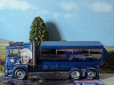 Tekno Tekno Scania R Lowline truck with hooklift + container MICKES AKERI