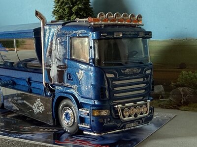 Tekno Tekno Scania R Lowline truck with hooklift + container MICKES AKERI