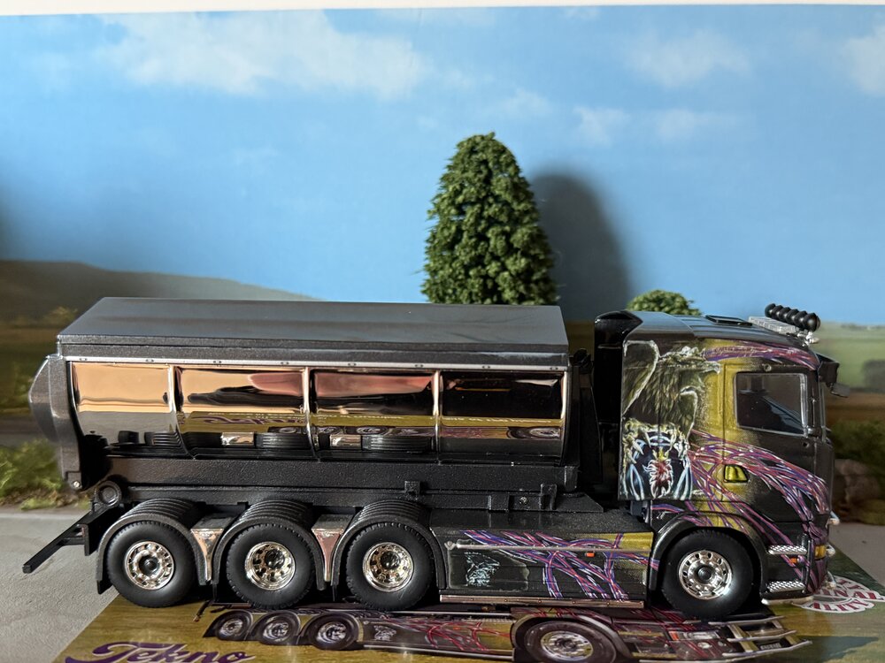 Tekno Tekno Scania R Lowline motorwagen met haakarm + container GAHNE AKERI