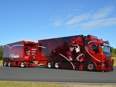 Tekno Tekno Scania Next Gen R riged truck whit 3-axle trailer HEINRICHS