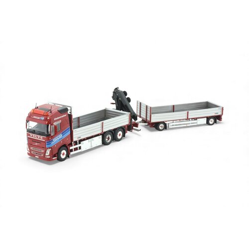 Tekno Tekno Volvo FH04 Globetrotter riged truck with open top trailer + crane SIDLER