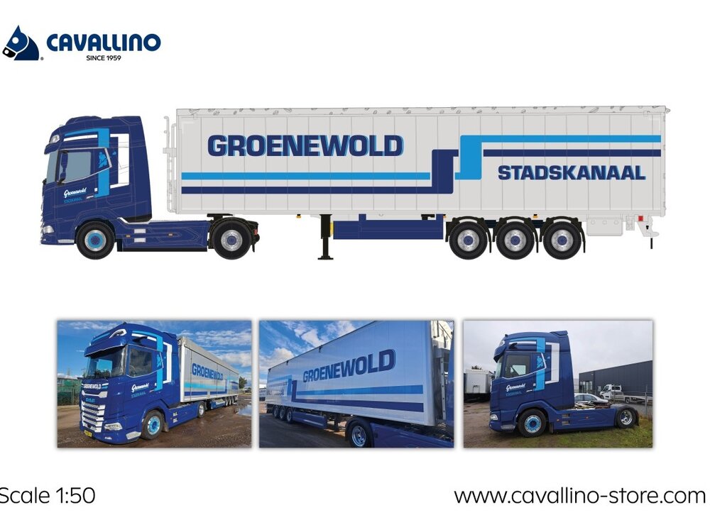 Cavallino Cavallino DAF XG+ 4x2 with 3-axle moving floor trailer GROENEWOLD TRANSPORT