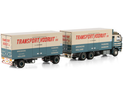 WSI WSI Scania 143H motorwagen met 2-as aanhanger TRANSPORT VOORUIT