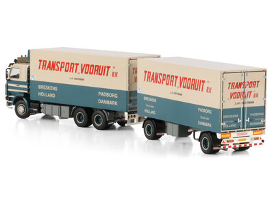 WSI WSI Scania 143H rigid truck with 2-axle trailer TRANSPORT VOORUIT