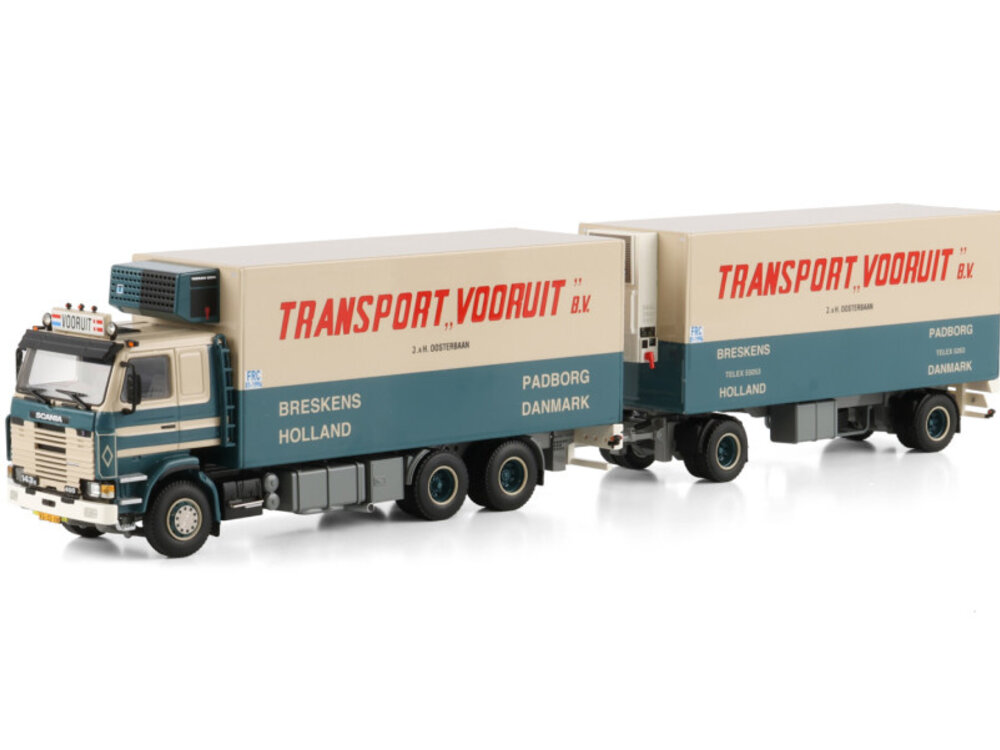 WSI WSI Scania 143H motorwagen met 2-as aanhanger TRANSPORT VOORUIT