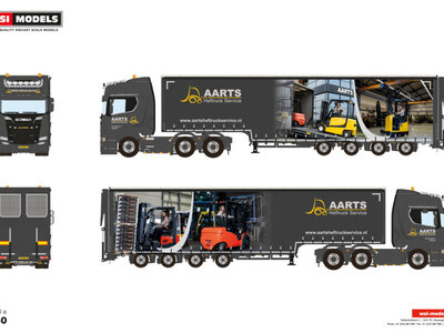 WSI WSI Scania R Highline 6x2 met 4-as schuifzeilen oplegger + oprijplaten AARTS HEFTRUCK SERVICE