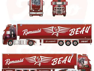 Tekno Tekno Volvo FH 03 Globetrotter XL with 3-axle reefer trailer BEAU - LA FAUCHEUSE