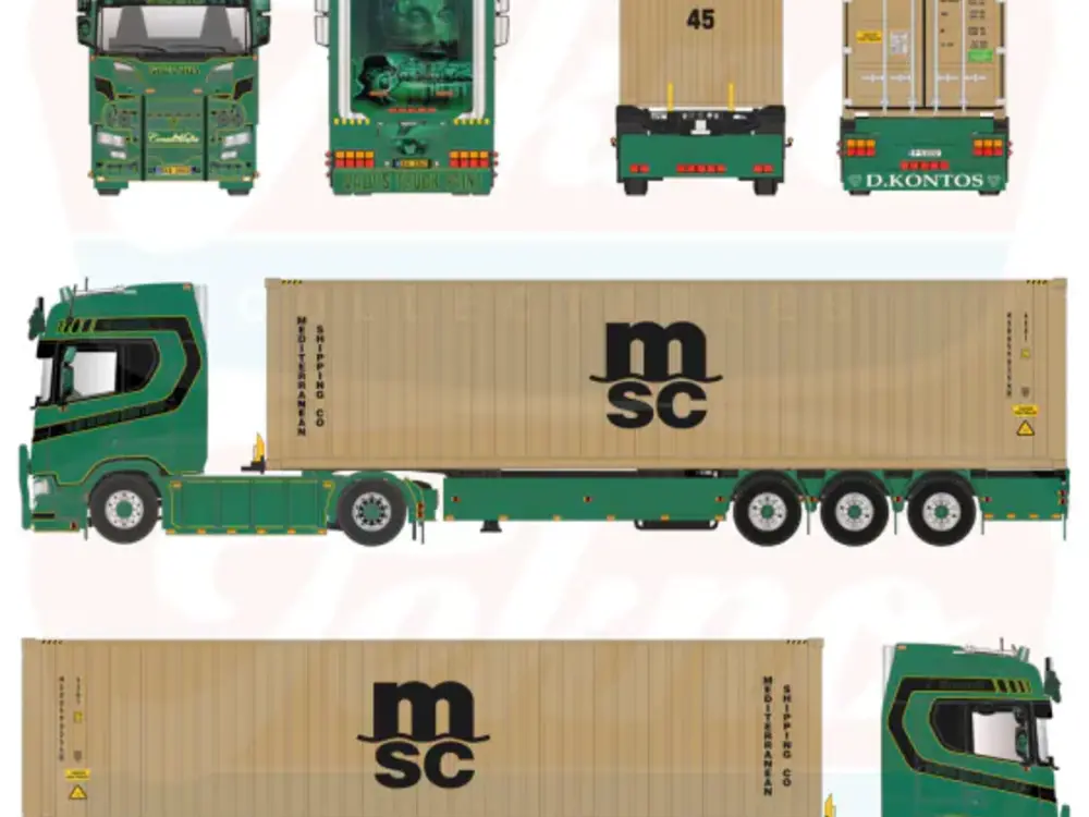 Tekno Tekno Scania NGS 4x2 met 3-asssige D-Tec container chassis CONTLIFT